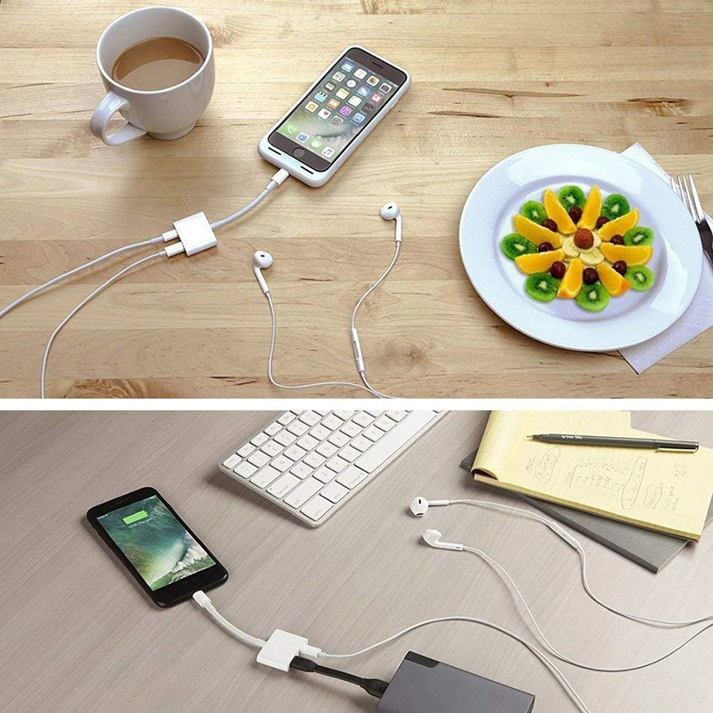 Ahowie 3 5 мм адаптер для наушников Iphone 8 8Plu 7 Plus X XR 6 S XS MAX Splitter 2 в 1 Aux разъем Adaptateur