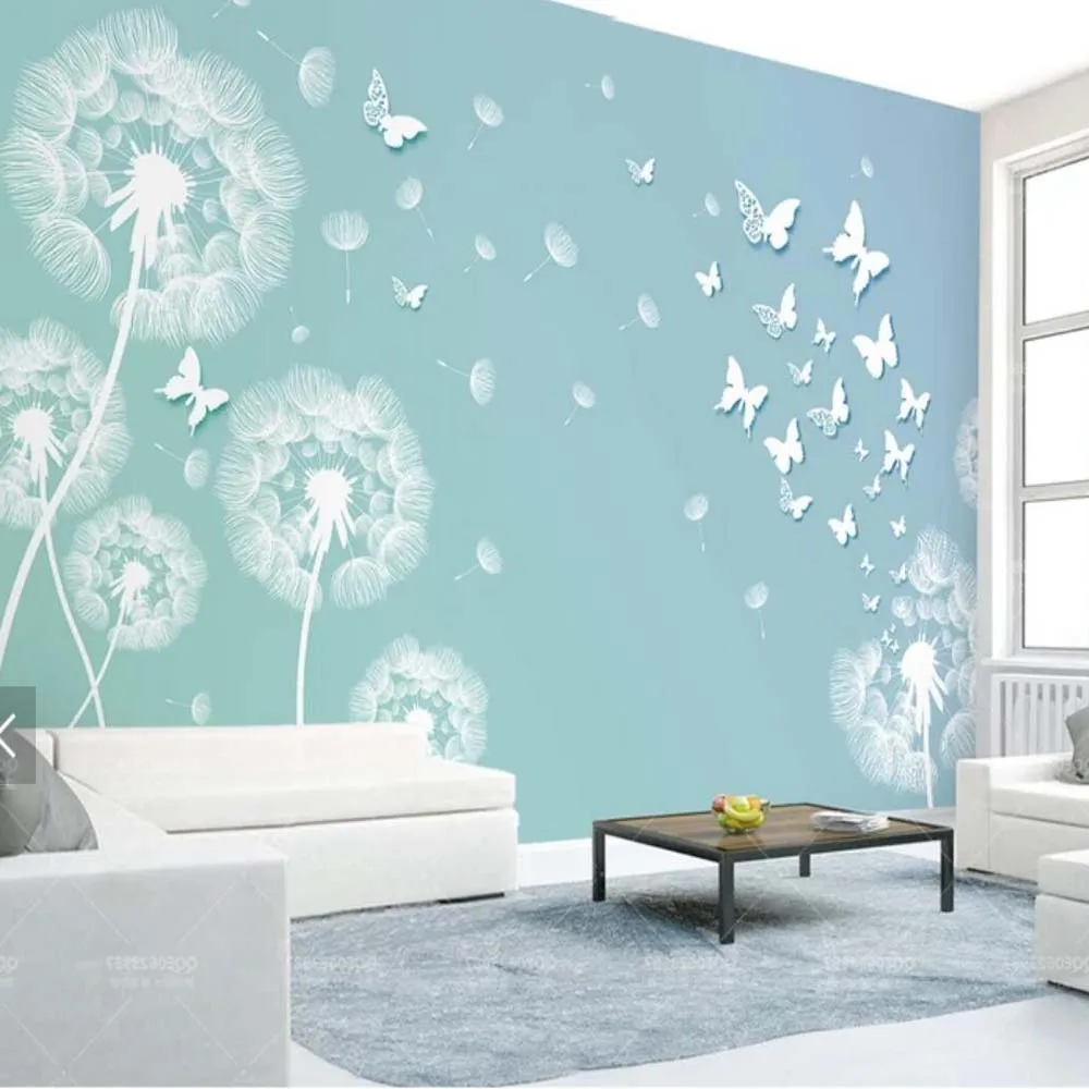 

3d Dandelion Butterfly Mural Photo Wallpaper for Living Room TV Backside Wall Decor Customer Any Size Landscape Wall Papers Roll