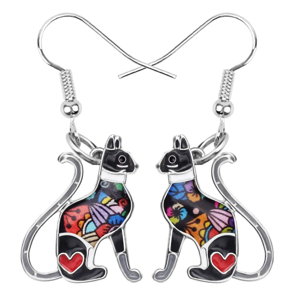 WEVENI эмалированный сплав элегантные серьги в виде котенка кота винтажные милые