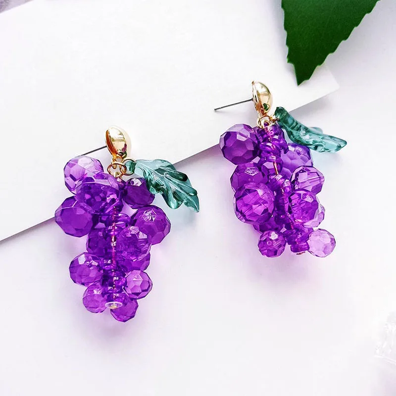 2018 Роскошные милые зеленые листья фиолетовые бусины виноград австрийский