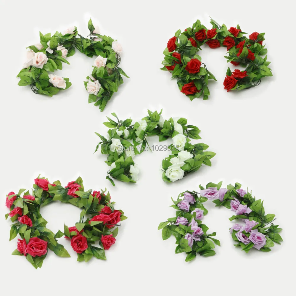 

2.4metre Artificial Silk Rose Flower Ivy Green Leaf Vine Garland Wedding Garland Fake Flowers Home Decor
