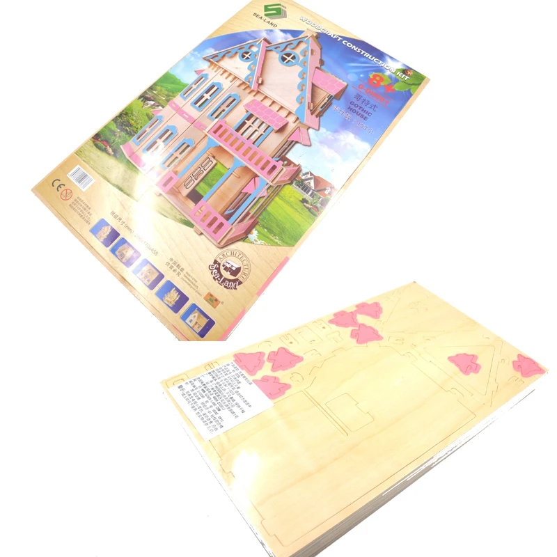 BOHS Готический Кукольный дом дети строительство игрушечные лошадки Деревянный 3d