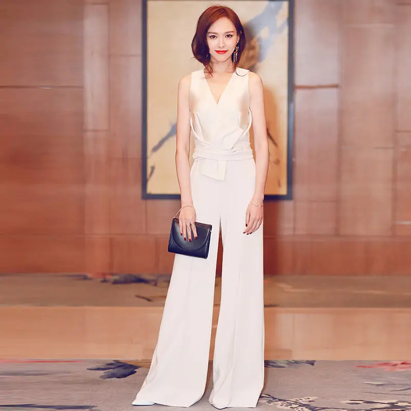 Женский свободный комбинезон Vadim вечерние расклешенные комбинезоны с v образным
