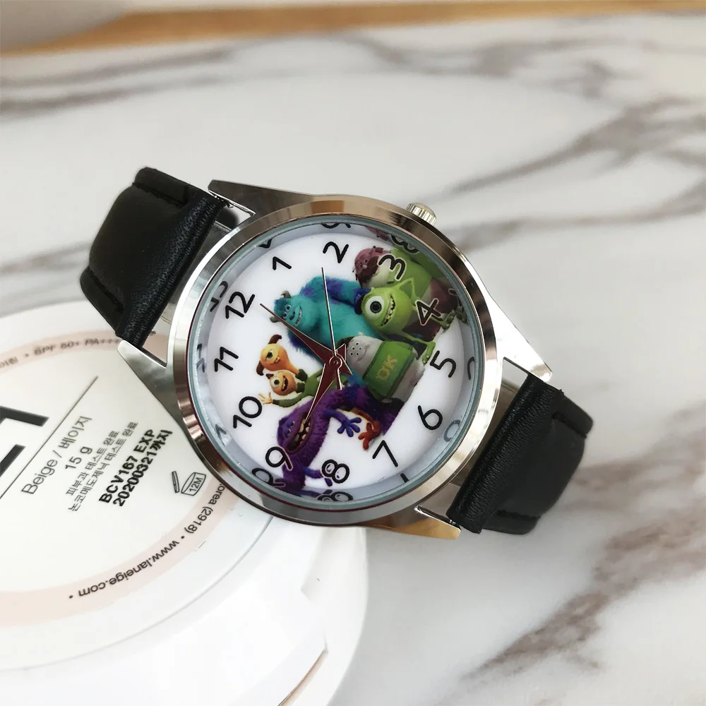 Модные Повседневные С мультяшным монстром студент часы бизнес большой циферблат