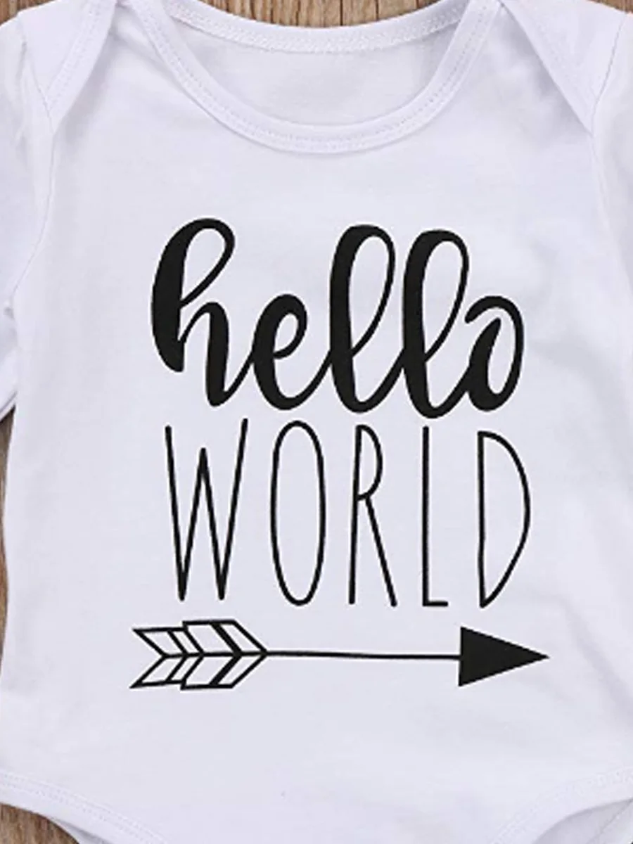 Одежда для новорожденных девочек с цветочным принтом Hello World боди длинными