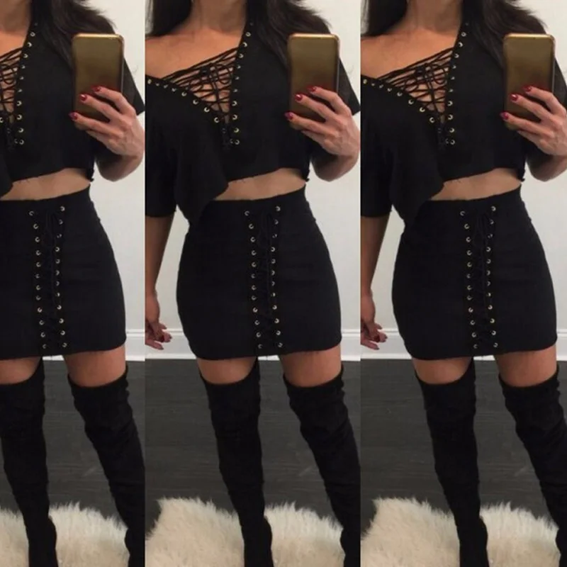 Новинка 2017 Модный женский сексуальный облегающий костюм с V образным вырезом