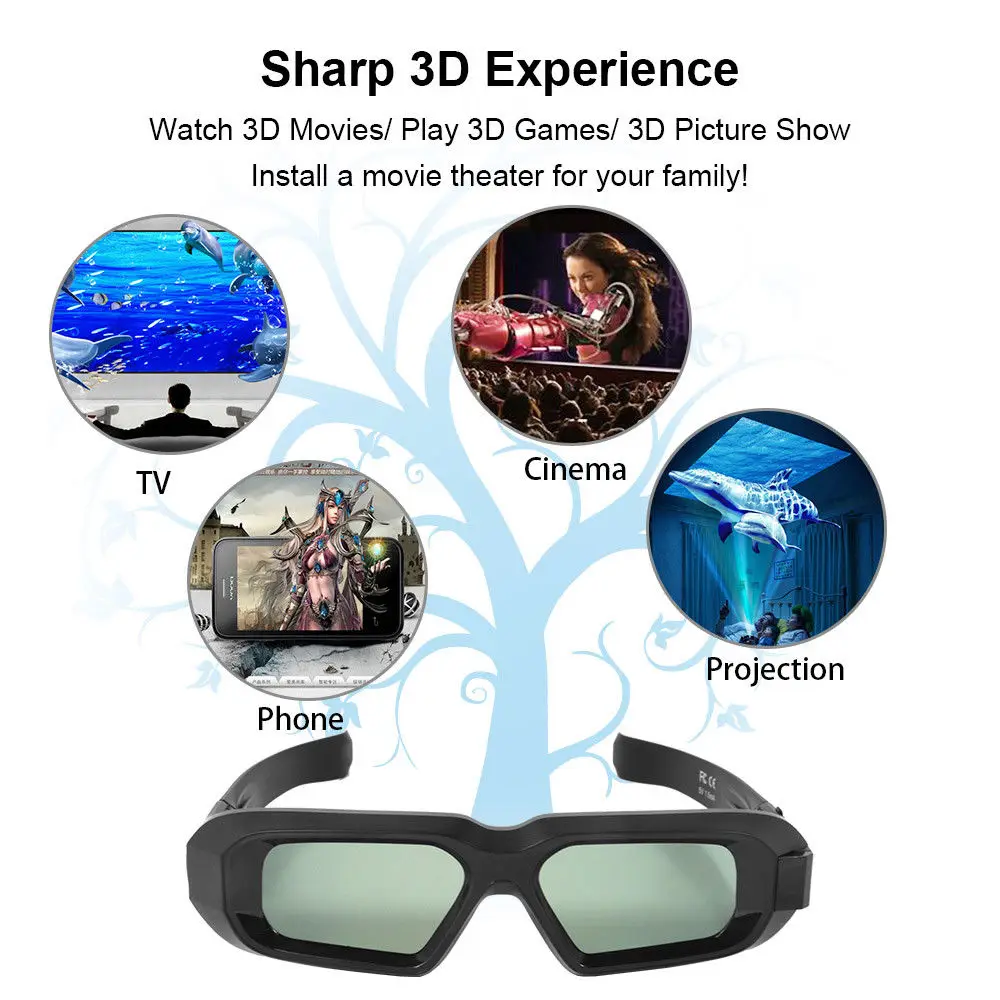 2 шт./лот Bluetooth с активным оптическим затвором 3D очки для 3LCD Epson проектор домашнего