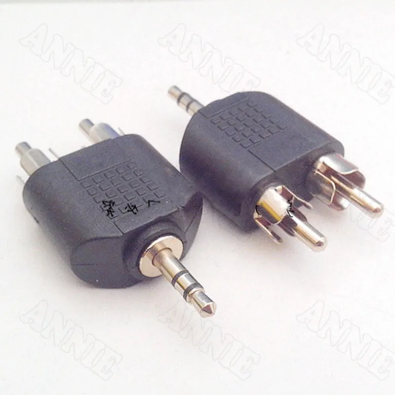 100 шт./лот от 3 5 мм до двух разъемов RCA преобразователь стерео в Lotus один штекер на