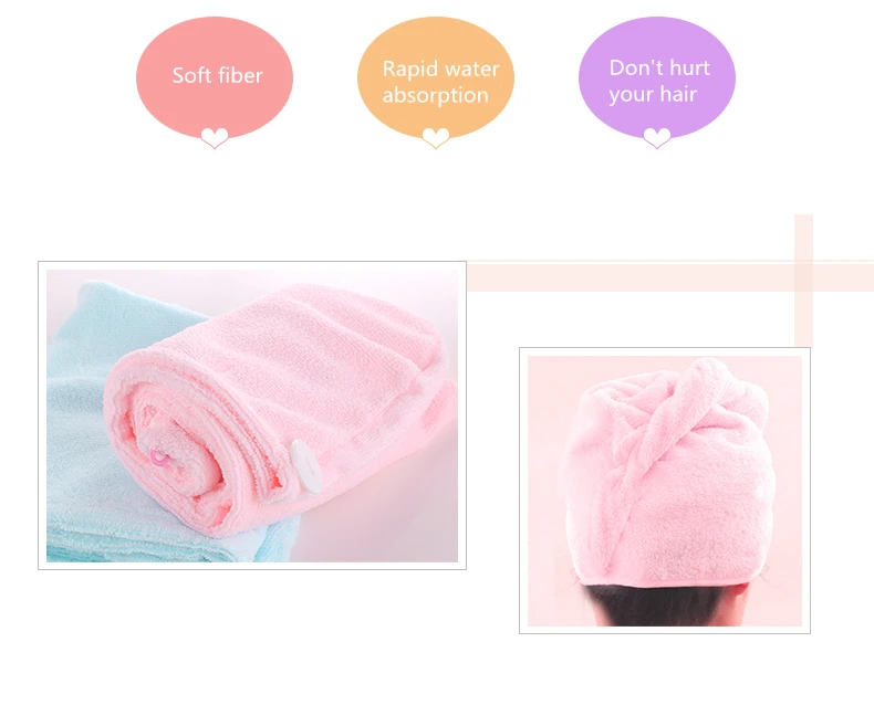 High-quality Lady Turban microfiber fabric thickening dry hair hat super absorbent quick-drying hair Shower cap Bath towel