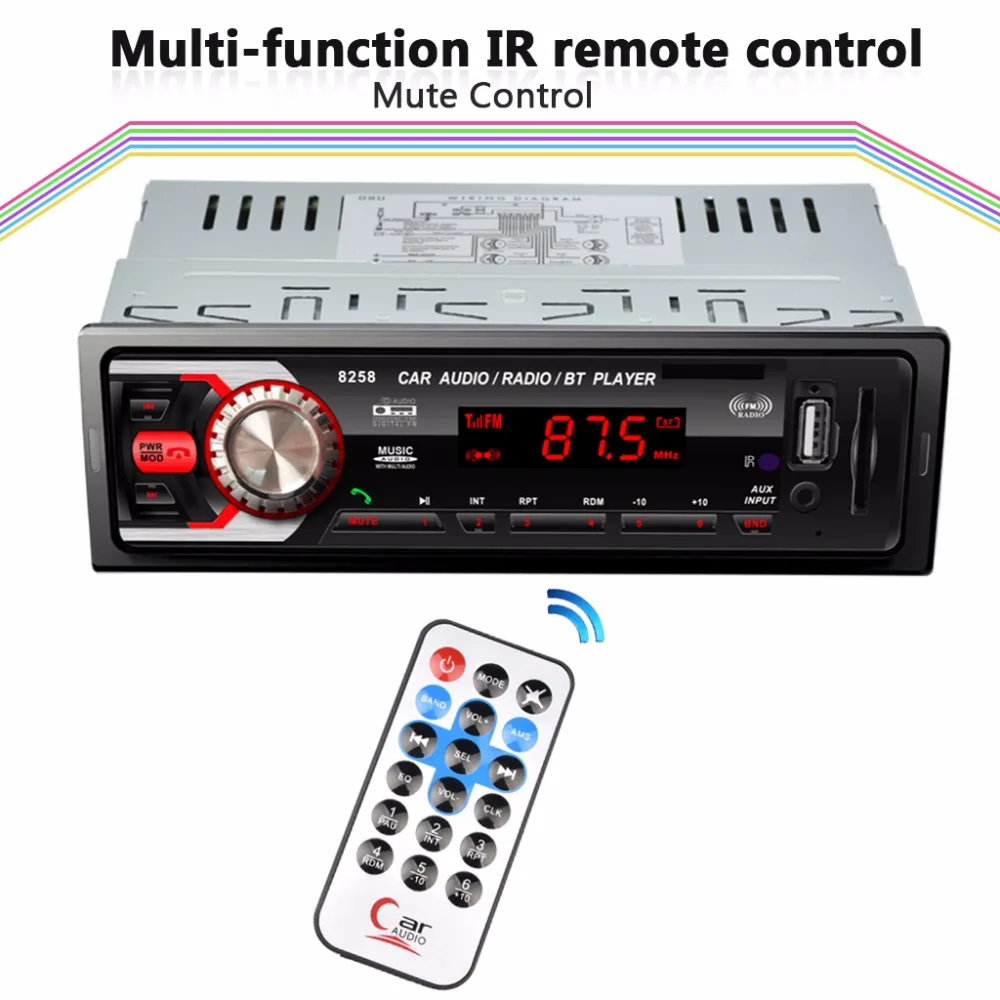AZGIANT 12V 1DIN автомобильный Радио плеер Bluetooth медиаприемник MP3 FM радио USB SD MMC порт AUX в