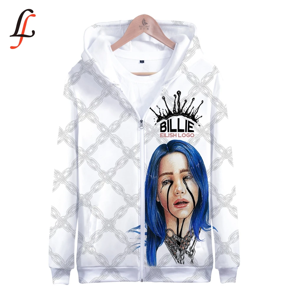 Женская толстовка на молнии Billie Eilish harajuku повседневная с объемной молнией