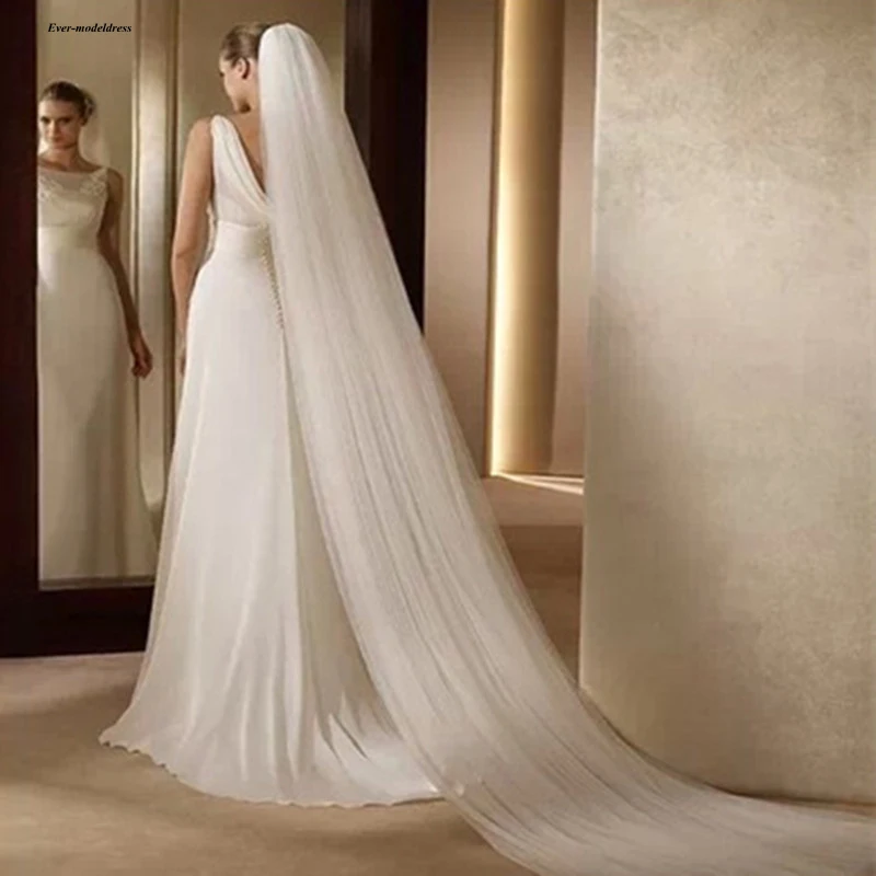 Ever-modeldress,, Длинная фата невесты с гребнем, длина 3M, 2 слоя, белая/цвета слоновой кости, свадебная вуаль, свадебные аксессуары