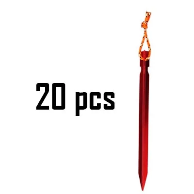20 pcs Peg Алюминиевая стойка палатки телескопическая легкая высокопрочная Брезентовая палка колышки для палатки Аксессуары для кемпинга ветрозащитная веревка пряжка - Цвет: 20 pcs Peg