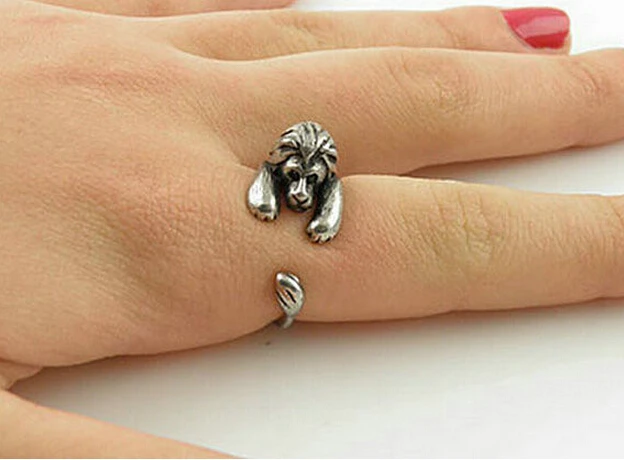 Newest Listed Lion Ring Women's Retro Burnished Animal Jewelry Adjustable Free Size Wrap Black Crystal | Украшения и