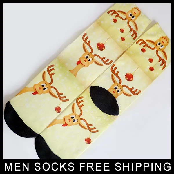 Симпатичные носки с принтом оленя новые милые хлопковые унисекс мужские