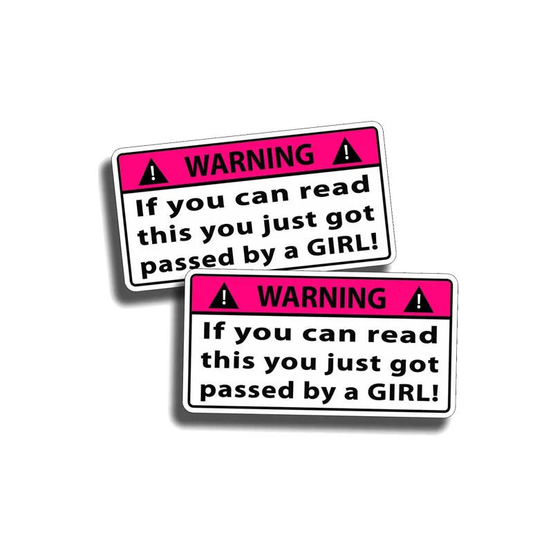 YJZT 2X 10.2CM*5.1CM Warning If You Can Read This Just Got Passed By A Girl PVC Car Sticker Decal 12-0576 | Автомобили и