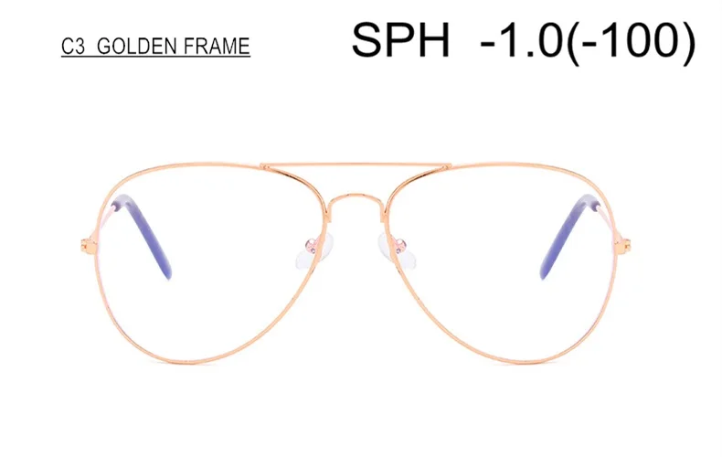 SUMONDY Рецептурные очки для близорукости SPH от 0 до-6,0 для женщин и мужчин модные оправа металлический оптические очки с диоптром по рецепту конечный продукт UF51 - Цвет оправы: C3 GOLDEN (-1.0)
