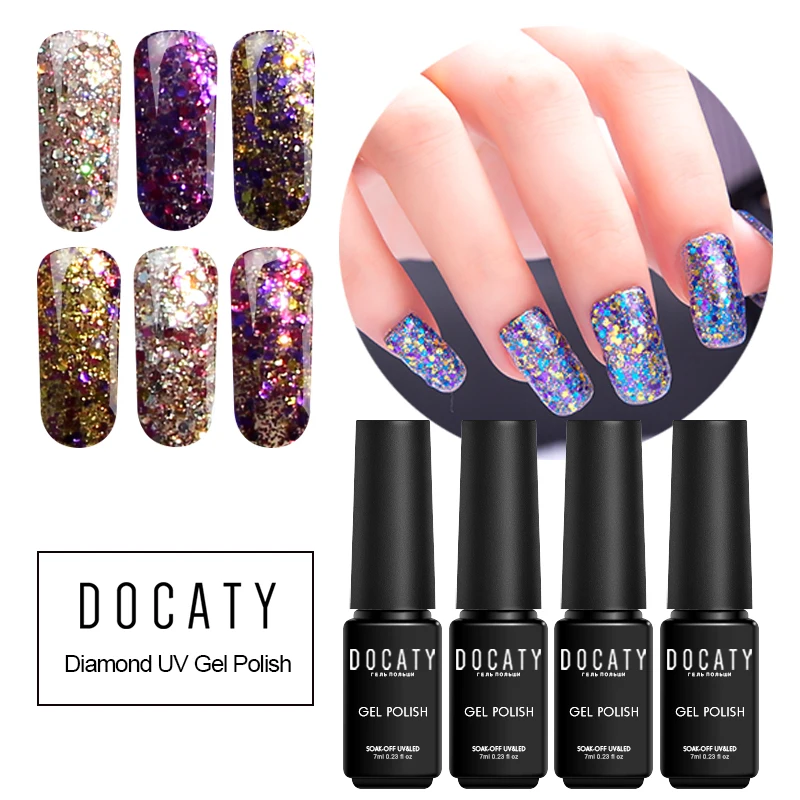 Новый гель Лаки Docaty для ногтей Алмазный УФ пластилин 7 мл популярный товар 2018