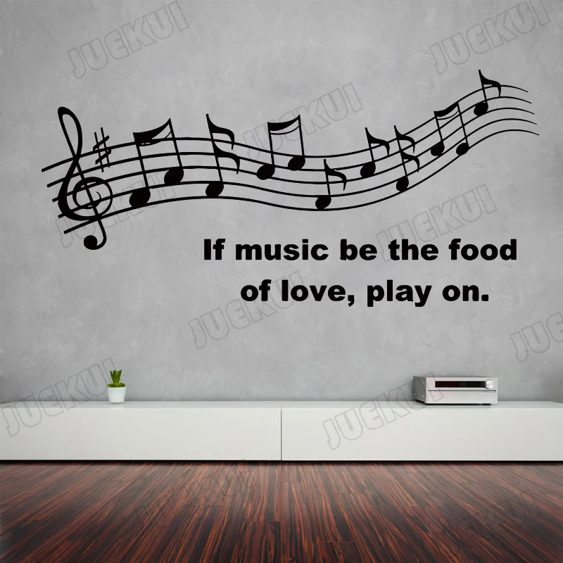 If Music be The Food of Love Play On Letters виниловые наклейки на стену для музыкальной комнаты