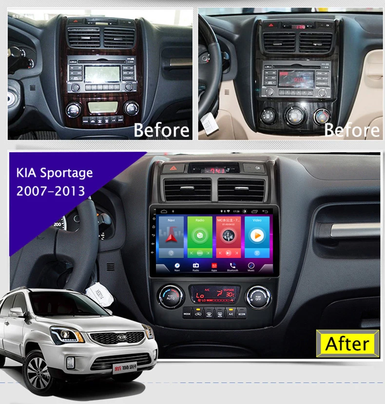 Полный сенсорный экран автомобиля Android 8,1 радио плеер для KIA Sportage 2007-2013 gps навигация Видео Мультимедиа Встроенный Bluetooth