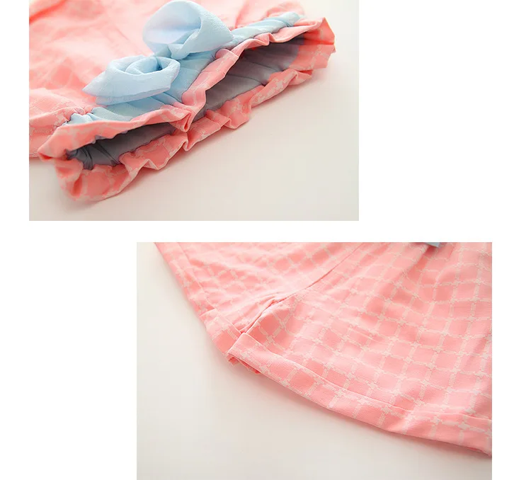 

Summer Kids Girls Clothing Sets 2016 Cute Princess Lace Vest + Plaid shorts Children Clothing Set Wear 2-8 Ages