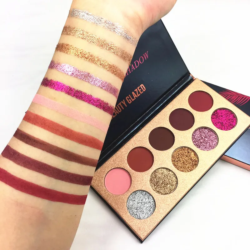 Блестящие тени для век 10 цветов блестящие матовые отжимаемые алмазные Теплые