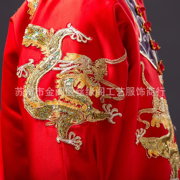 

Chinese Traditional Costume Male JACKET SHIRT MENS Clothing Costume Xiuhe Groom Toast Clothing