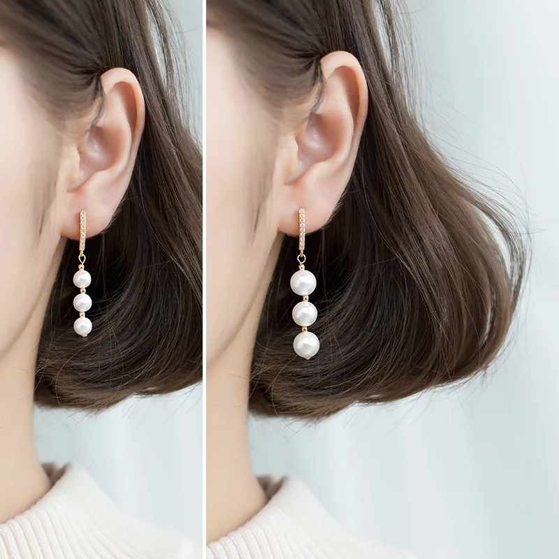 Классические висячие серьги из стерлингового серебра 925 пробы с жемчугом|Серьги| |