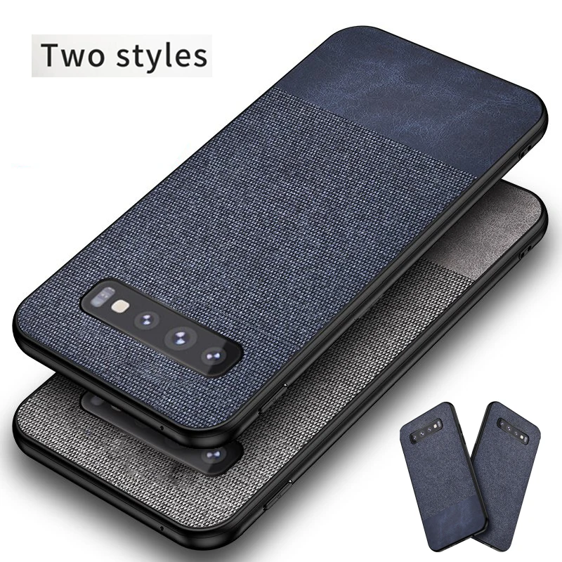 Leather Cloth Texture Back Cover Phone Case for Samsung Galaxy S10 Slim S10E S7 S8 S9 Plus Note 8 9 |