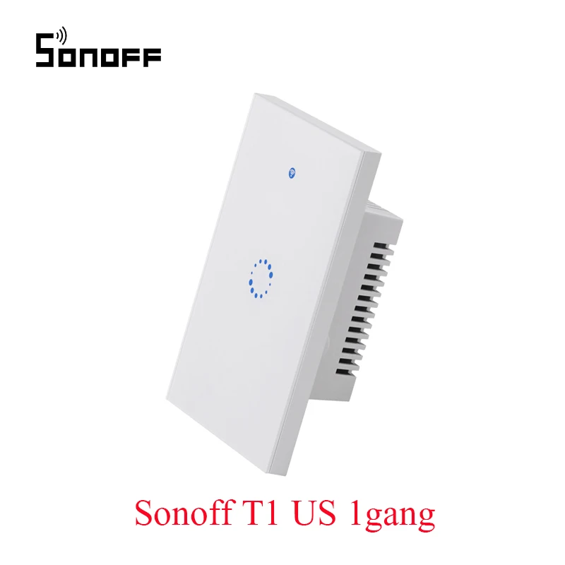 Sonoff T1 US 1gang Sonoff T1 США РФ переключатель Wi-Fi Touch Управление настенный выключатель света 1/2/3 Gang 120 Тип Панель стену сенсорный выключатель света 315 мГц умный дом - Комплект: Sonoff T1 US 1gang