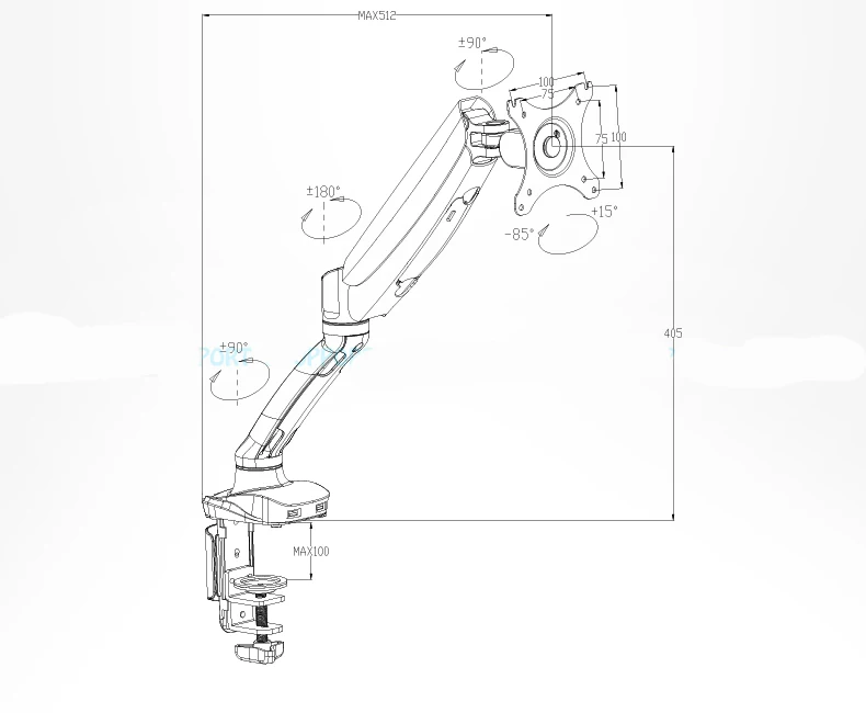 D5 белый цвет настольная газовая пружина 10 &quot-27&quot ЖК-дисплей LED монитор держатель