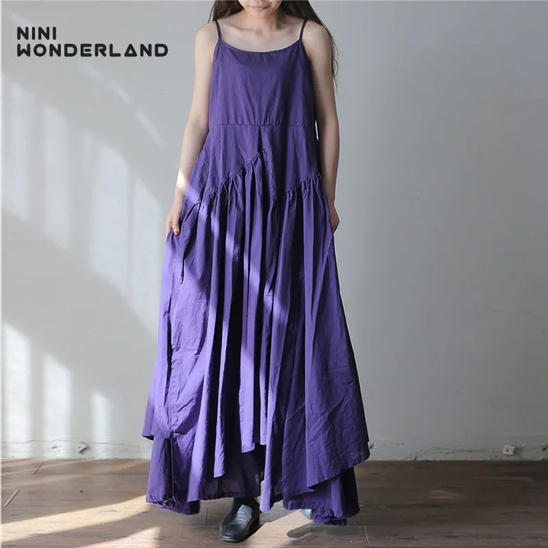 Платье NINI WONDERLAND женское длинное хлопковое без рукавов 2020|Женские платья| |