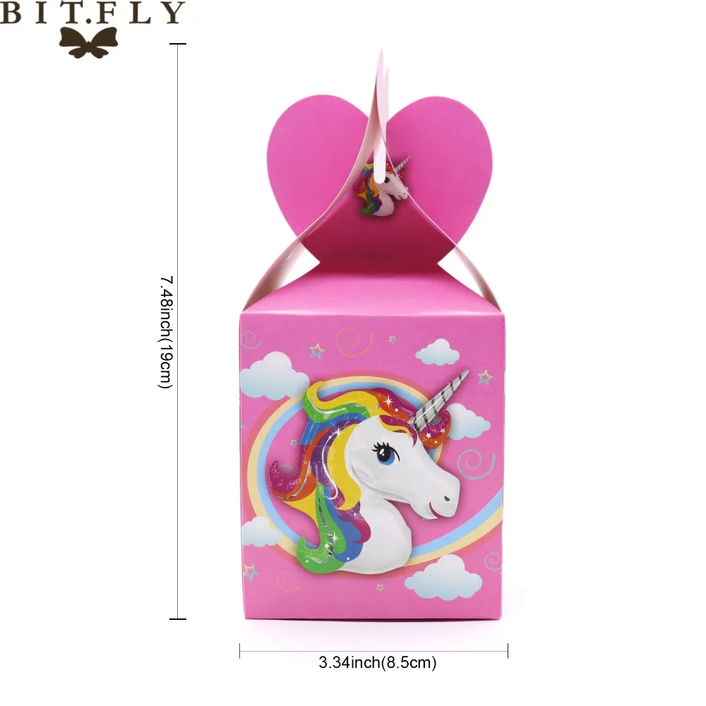 6 pcs pink color unicorn candy box Birthday Party Decorations kids party decoration Unicorn Theme Pony Supplies | Дом и сад