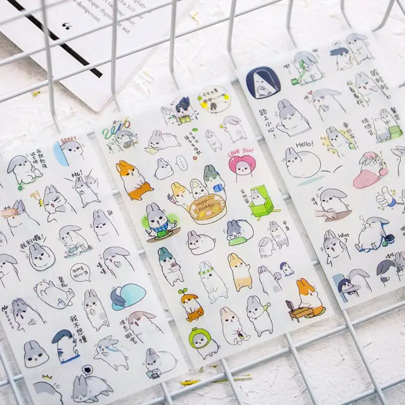 6 шт./лот DIY мультфильм кролики kawaii наклейки дневник планировщик Дневник Блокнот
