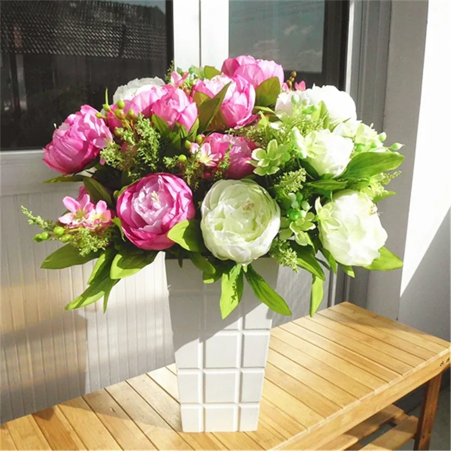 5 12 голов/Букет пионов букет дворца розы шелковые цветы из роз для свадьбы
