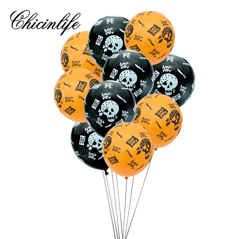 Chicinlife 10 шт. Тыква череп пиратский корабль латексные шарики с принтом Хеллоуин