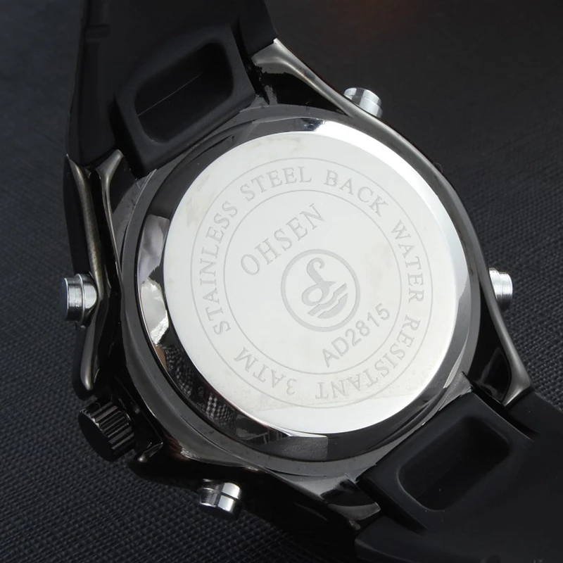 2017 Новый OHSEN цифровой кварц Для мужчин Часы резинкой Желтый Циферблат Открытый