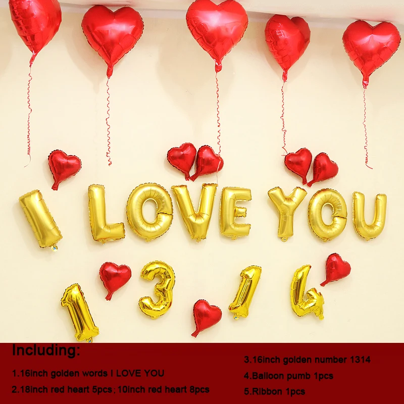 

1 Набор красочный романтический свадебный шар I LOVE YOU, украшение для вечеринки, День Святого Валентина, признание, слово, номер, шар