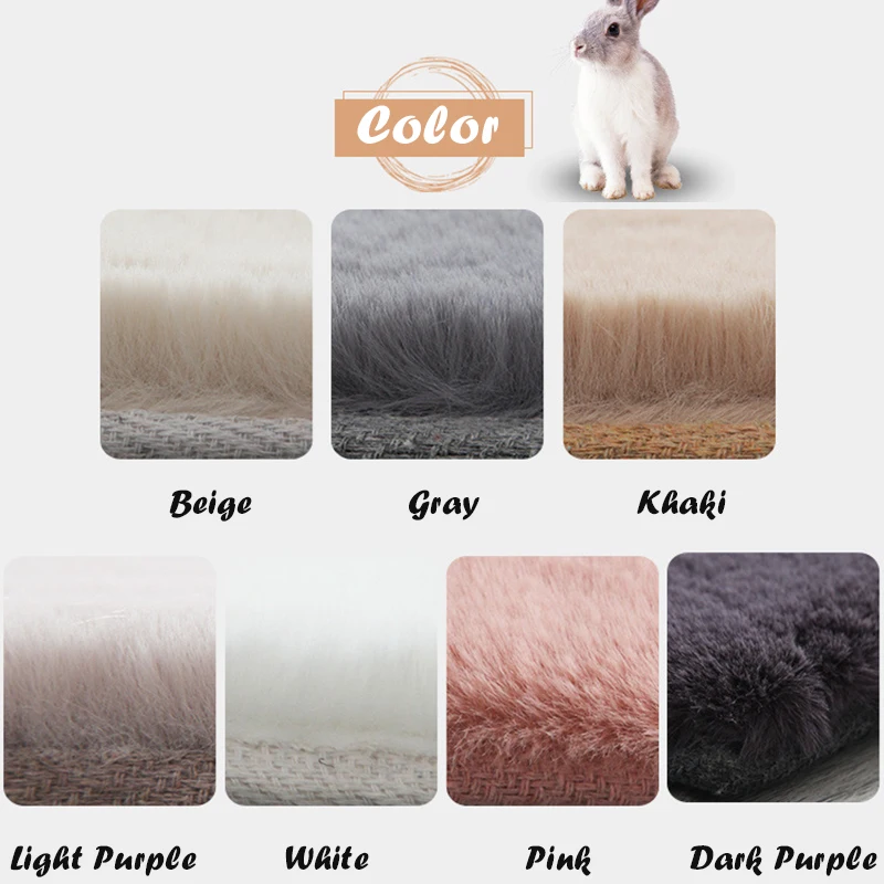 

Slow Tree Nordic Imitation Rabbit Fur Carpet for Bedroom Large Pink Beige Mattress Home Area Livingroom Rugs Table Soft Bed Mat