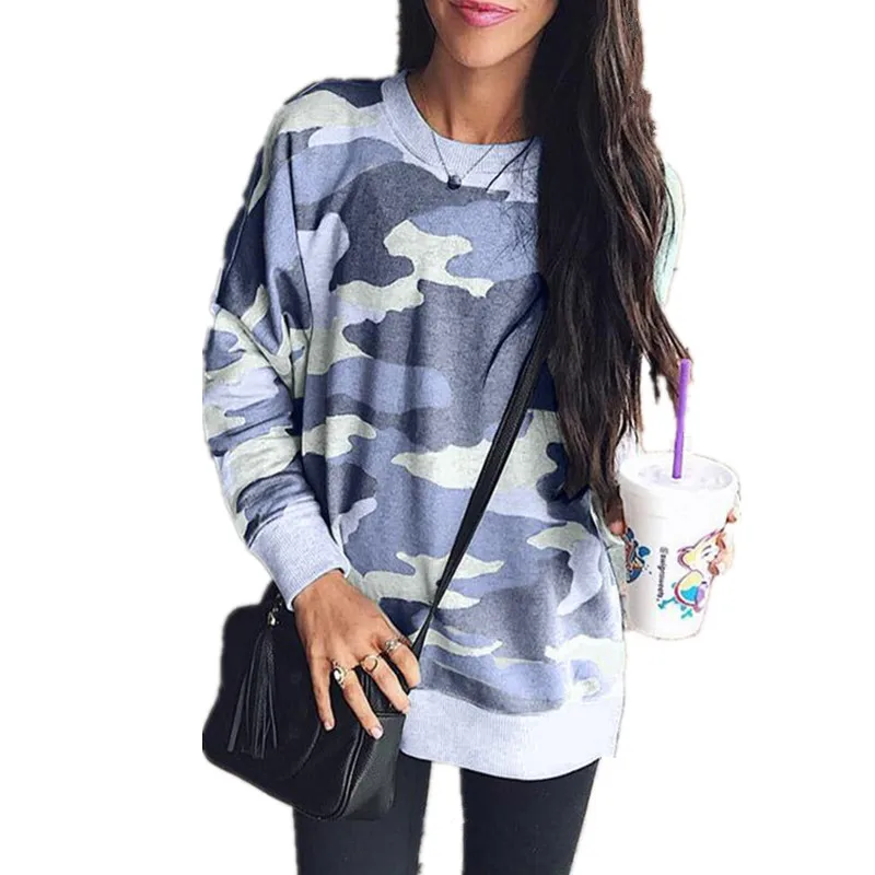 

Camouflage Print Autumn Hooide Casual Loose O Neck Long Sleeve Women Autumn Winter Pullover Hoody Tops Sweatshirts Hoodies Camo