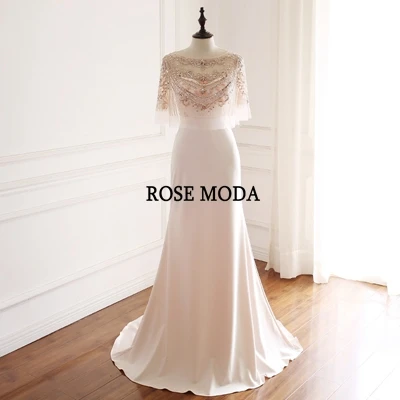same as photo Розовое Moda розовое золото с юбкой-годе украшенное кристаллами бисером свадебное платье с Короткий плащ Boho свадебный наряд - Цвет: same as photo