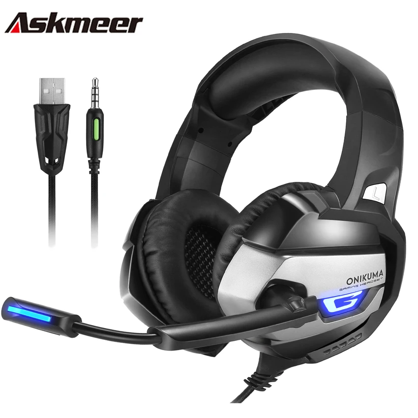 Askmeer PS4 стерео игровая гарнитура с микрофоном для игр глубокий бас Игровые
