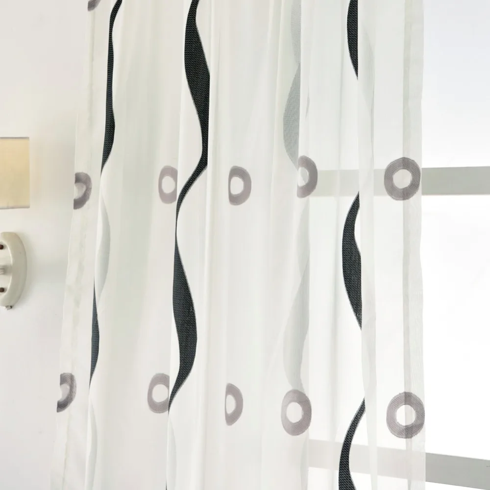 Современная Тюлевая занавеска в полоску круглый дизайн вуаль белая прозрачная