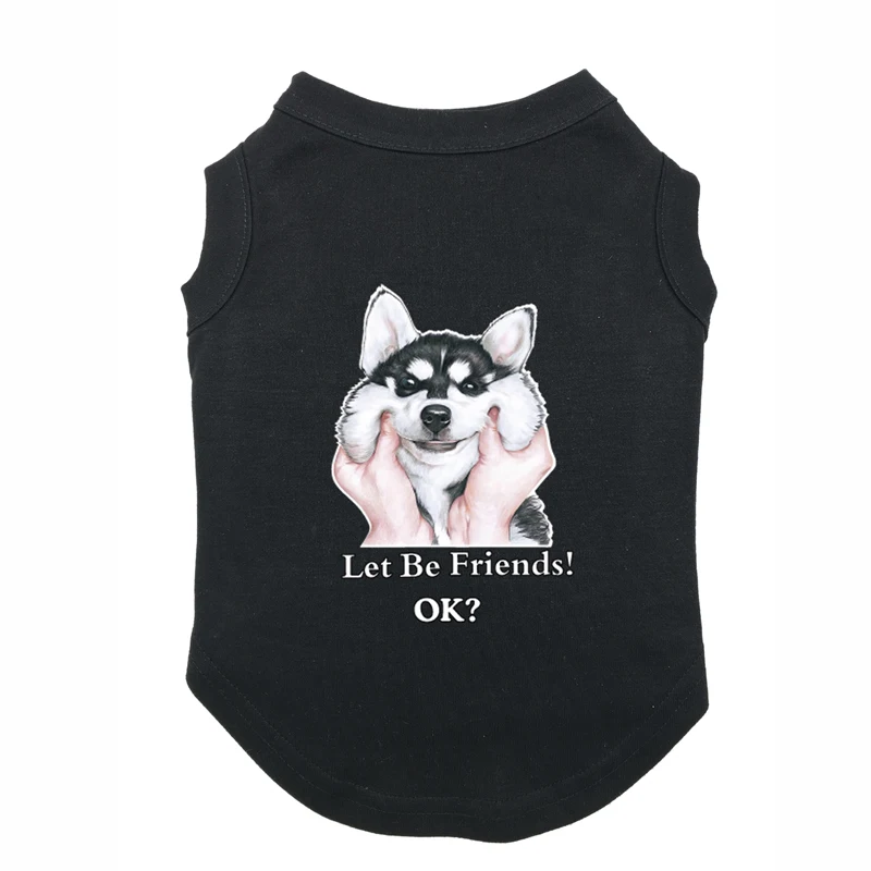 Одежда с принтом Хаски футболки для питомца щенка Полиэстеровая Майки Топы всех