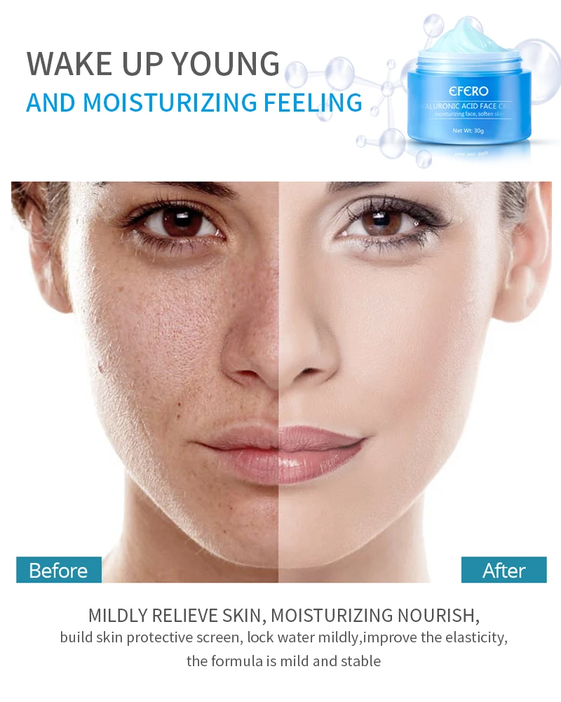 EFERO Hyaluronic Acid Essence Serum Vitamina C Whitening Moisturizing Face Cream Shrink Pore Remove Fine Lines Skin Care 30g
