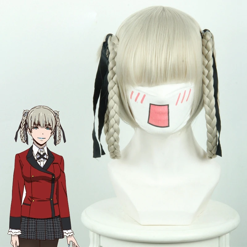 

Парик для косплея Kakegurui Momobami Kirari из японского аниме, парик с короткими прямыми синтетическими волосами для женщин и девушек, костюм для вече...