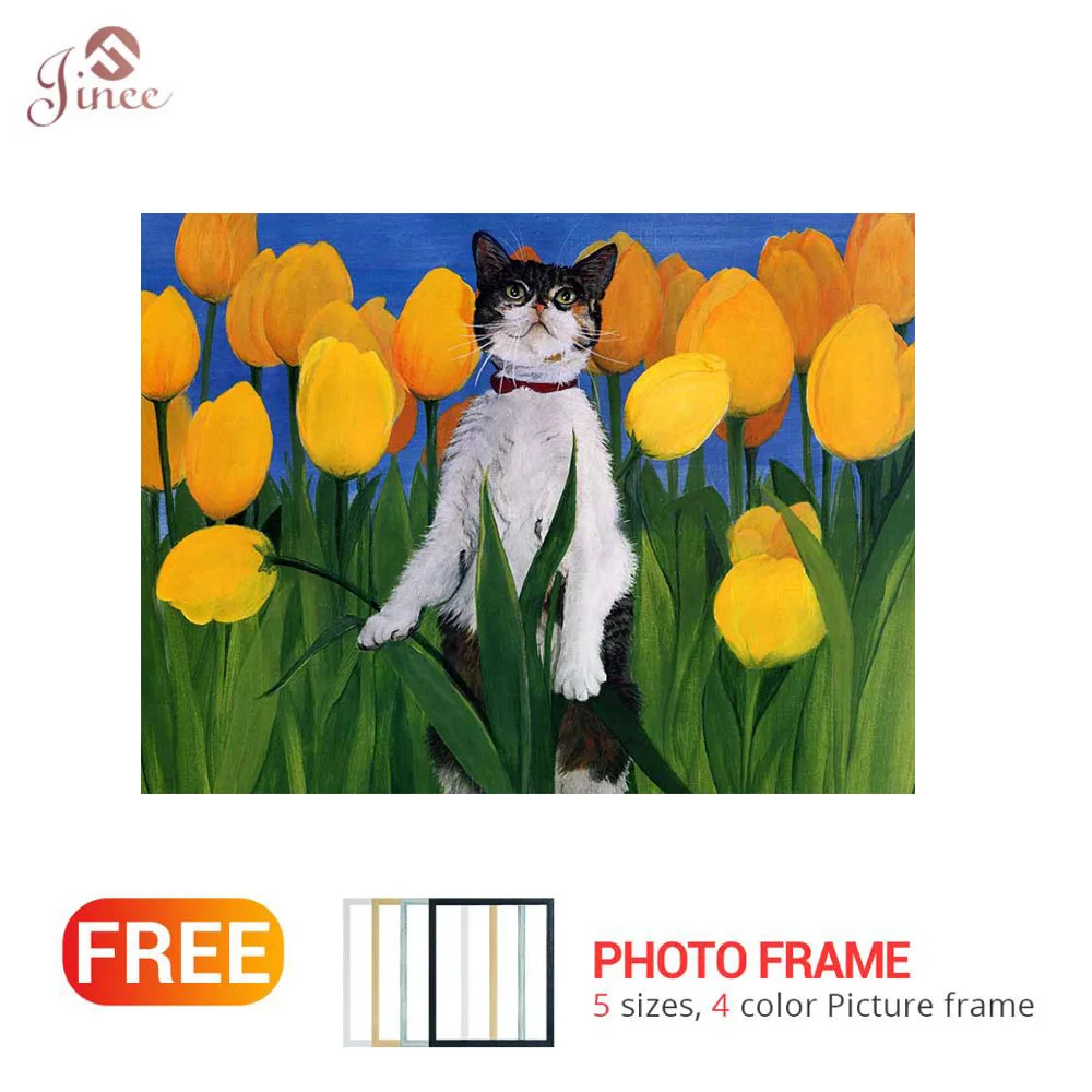 

Diamond Painting Animals Cat Diamond Embroidery Cross Stitch New circular Stones Needlework Tulip Diamond Picture