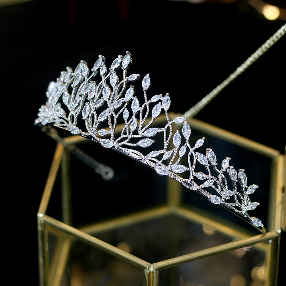 Alta calidad novia кубический цирконий boda тиара Корона banquete bola vestido de boda accesorios de joyeria