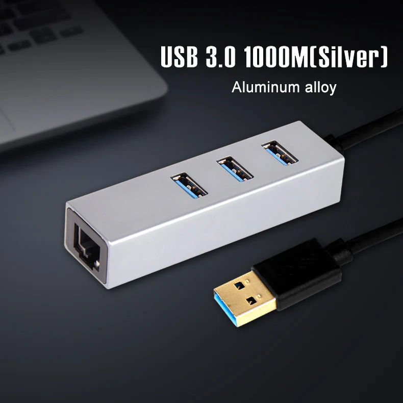 Usb 3.0 1000M Silver Ofccom USB 3,0 Hub Ethernet сетевой адаптер 3 Порты USB 3,0 концентратор для RJ45 Lan 10/100/1000 м сетевая карта для Macbook оконные рамы - Цвет: Usb 3.0 1000M Silver