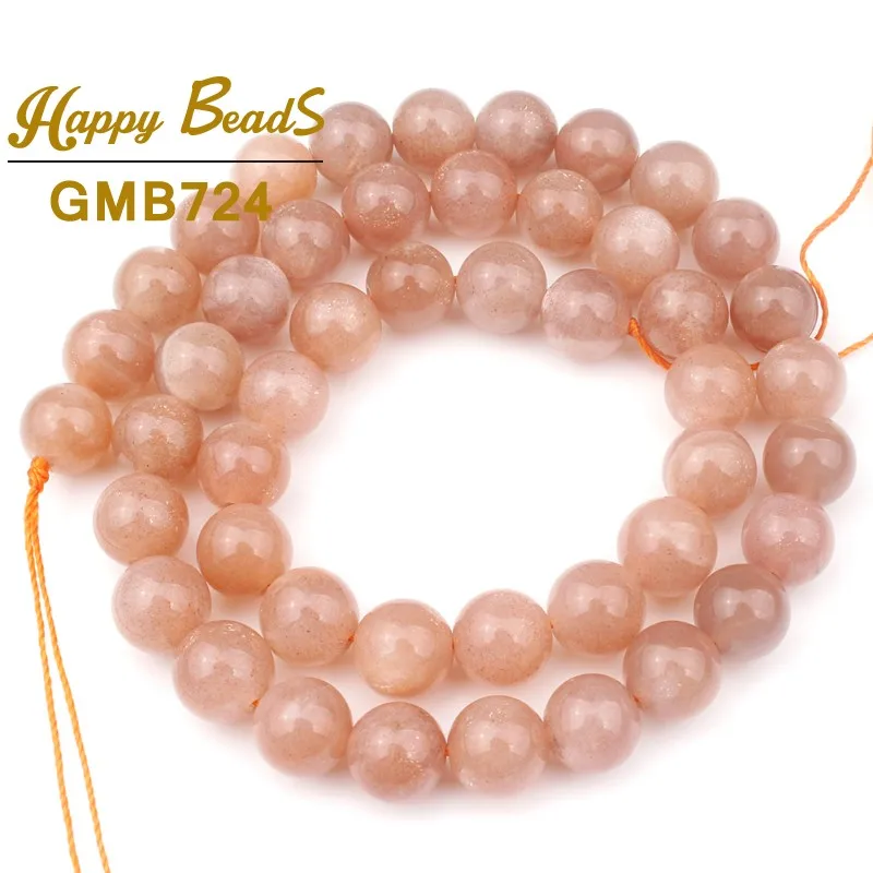 

Natural Gem Sunstone Beads Smooth Round Loose Spacer Beads For Jewelry Making Diy Bracelet Accessories Perles 15"inches 4/6/8mm